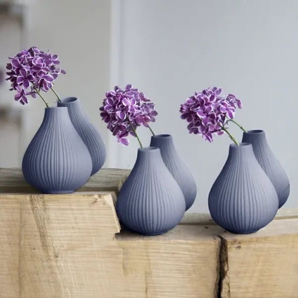 Bed Bath & Beyond | 4 Set “Frost” Chive Small Ceramic Vase